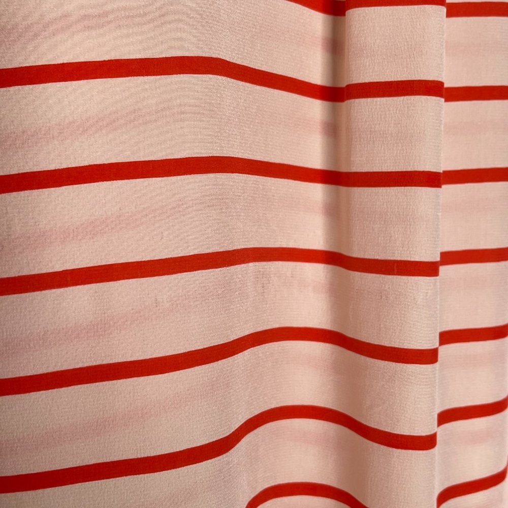 SOLD Equipment Femme Orange Striped Silk Shirt Blouse Top Size L Long Sleeve - Picture 7 of 12